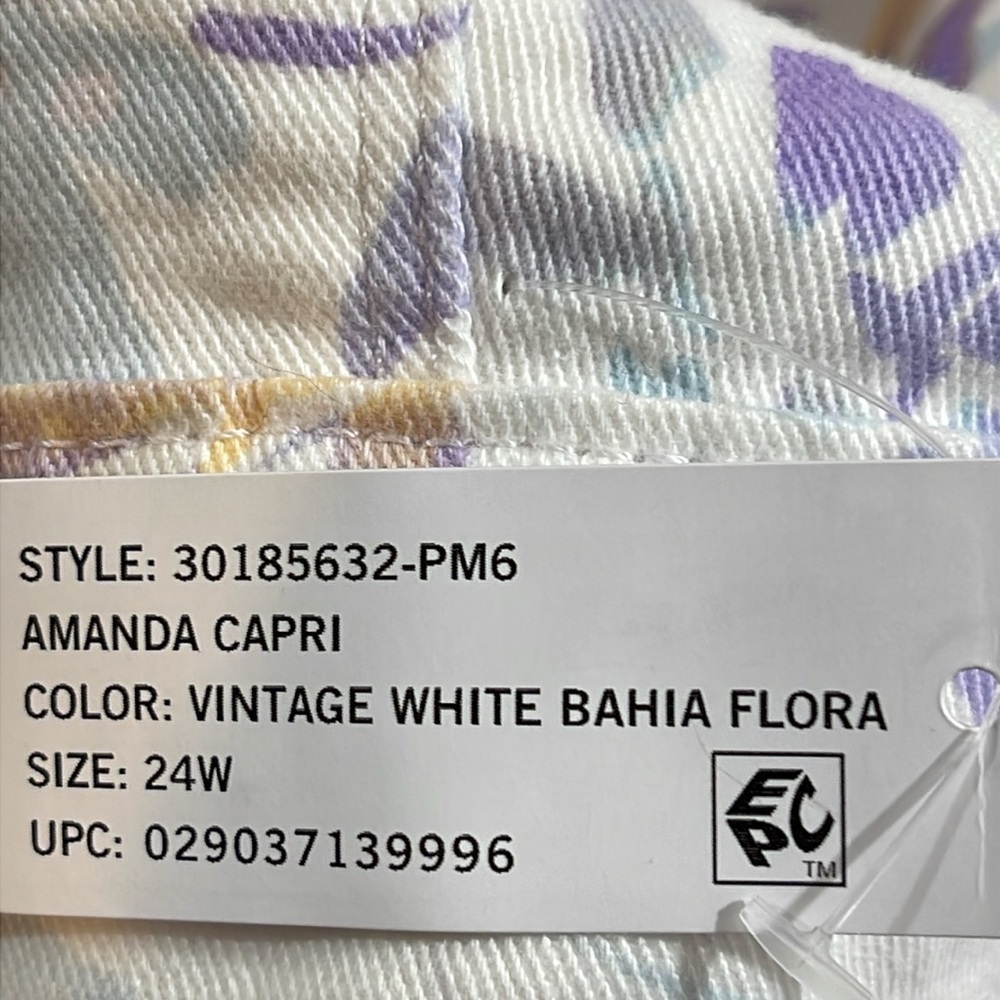 Gloria Vanderbilt Amanda Capri Vintage White Bahia Flora Size 24W MSRP $54 NEW - Picture 12 of 15